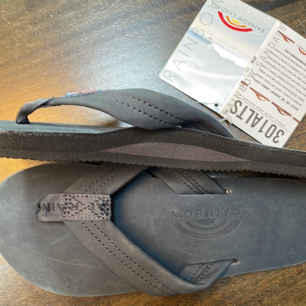 Rainbow sandals wide leather flip flops- color is Navy - Picture 4 of 10